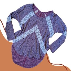 We The Free Lace + Maroon High-low Sweater